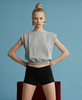 Grey Padded Shoulder Crop Top