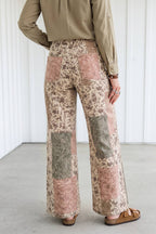 Western Floral Patchwork Straight Jeans