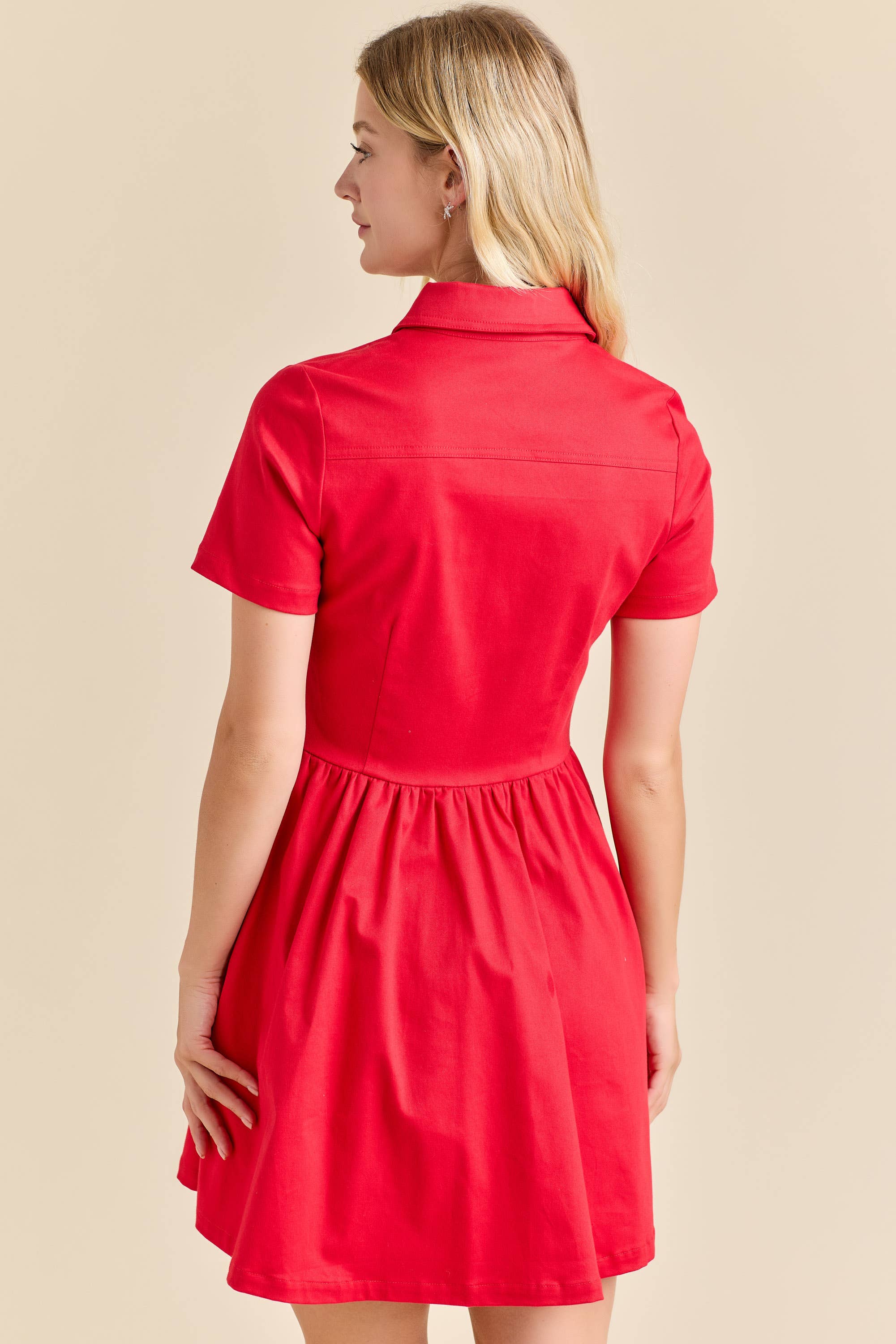 Button-Up Mini Denim Dress Featuring Gold Accent Buttons - Little Jill & Co.