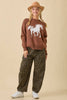 Horse Print Long Sleeve Sweater Knit