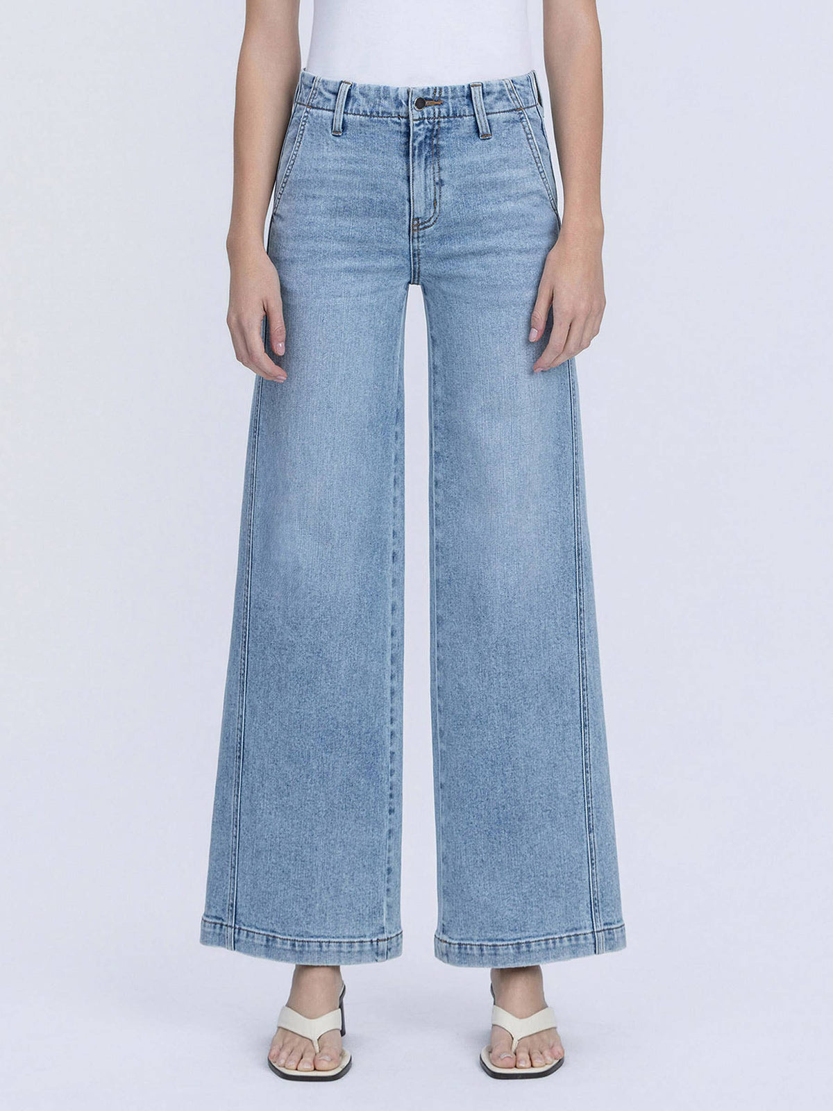 HIGH RISE TROUSER HEM TWIST WIDE LEG JEANS F9073