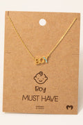 Gold Dipped Cz Studded Boy Pendant Necklace