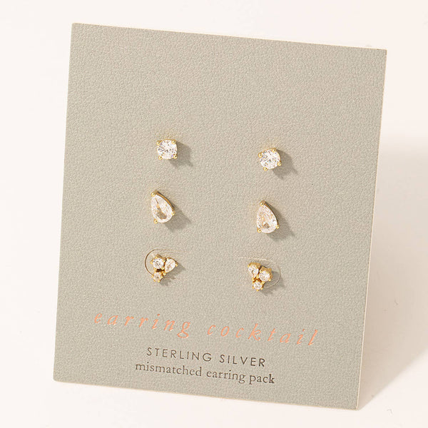 Sterling Silver Mismatched Stud Earrings Set
