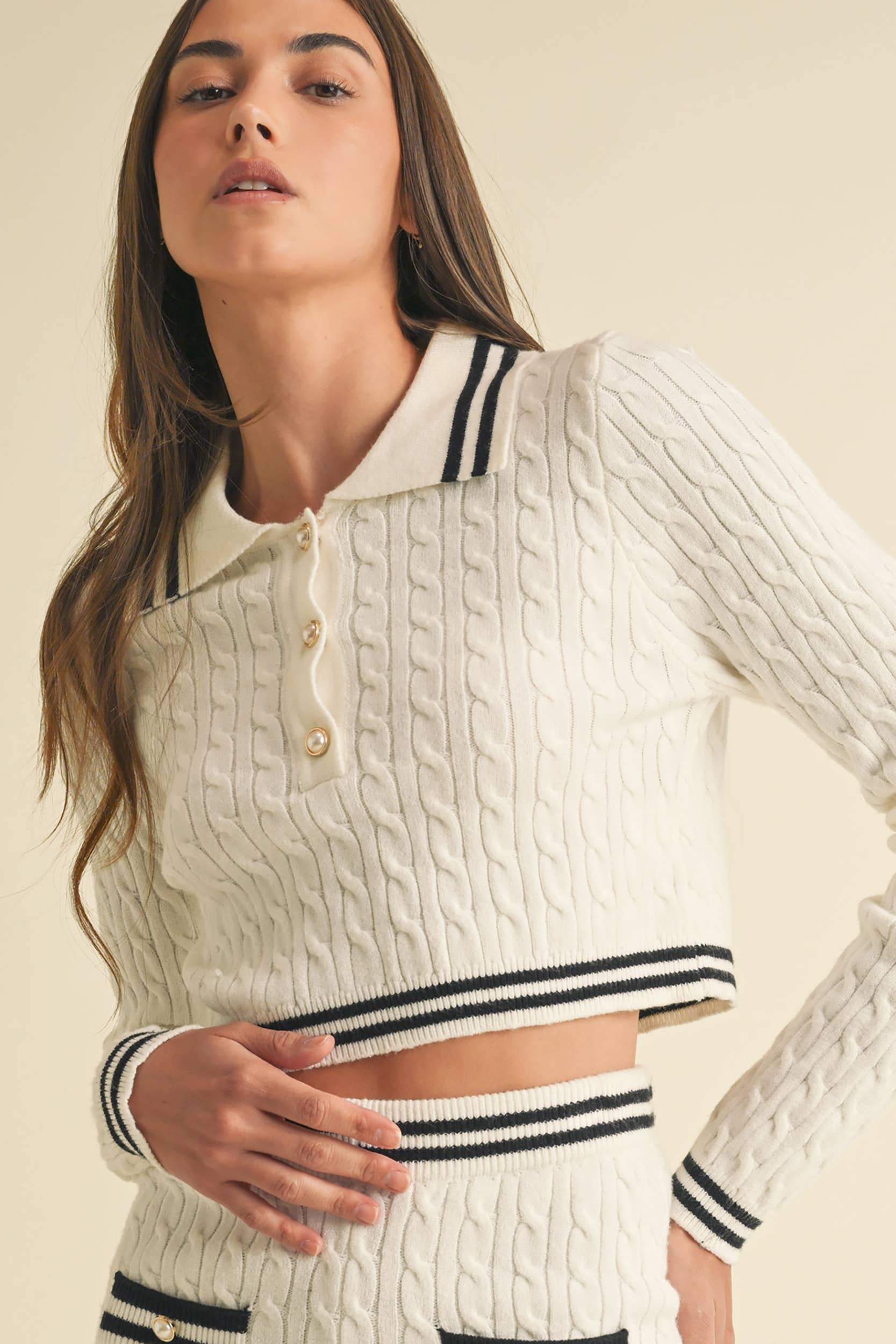 Cable-knitted Sweater top