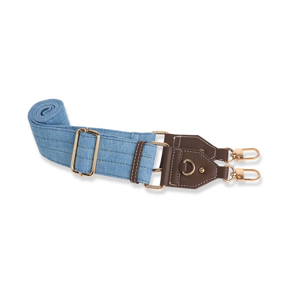 Light Denim HydroBag® with Gold Hardware and Denim overlaid Vegan Leather Strap - Little Jill & Co.