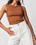 Ladies Ribbed Sleeveless Tank Top SKT278