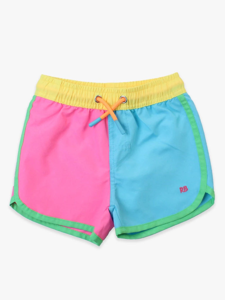 Neon Color Block Swim Trunk