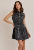 SLEEVELESS MINI DRESS IN DENIM FABRIC - Little Jill & Co.