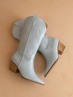 The Gabby | Blue Perforated Western Boot - Little Jill & Co.