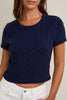 SHORT SLEEVE CABLE SWEATER TOP