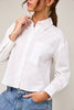 Long Sleeve Cropped Button Down Poplin Shirt