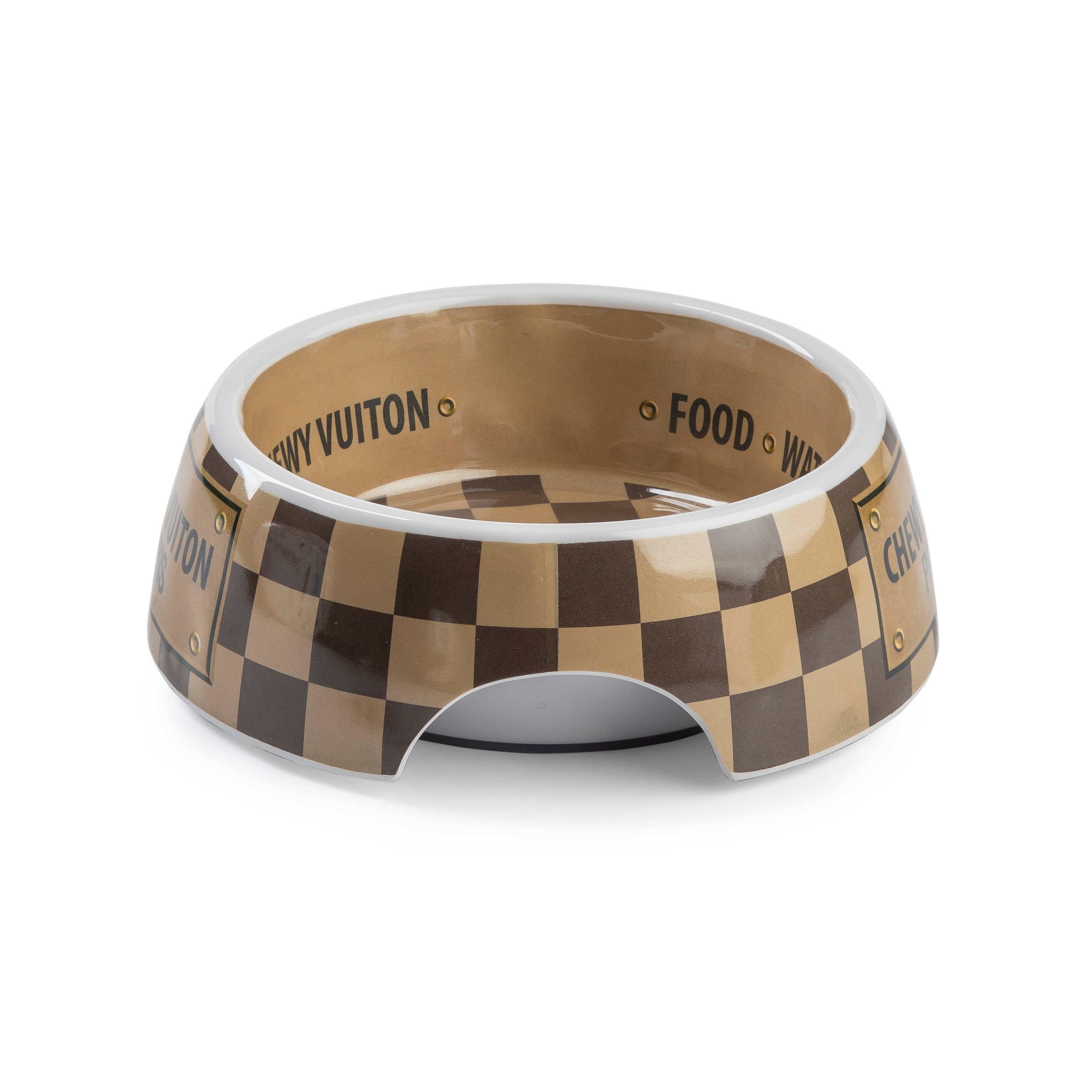 Checker Chewy Vuiton Bowl - 3 Sizes!! Dog Bowls