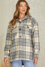 LONG SLEEVE WOVEN PLAID SHIRT JACKET