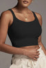 U-neck thread knit solid color short crop slim-fit vest