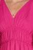 HOT PINK BALLOON SLEEVE V NECK