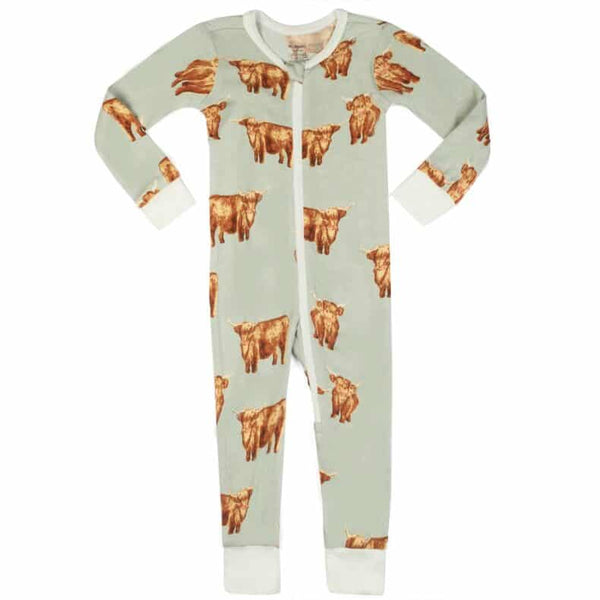 Highland Cow Bamboo Zip PJ