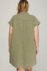 PLUS - FOLDED CUFF BUTTON DOWN WASHED DRESS