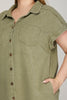 PLUS - FOLDED CUFF BUTTON DOWN WASHED DRESS