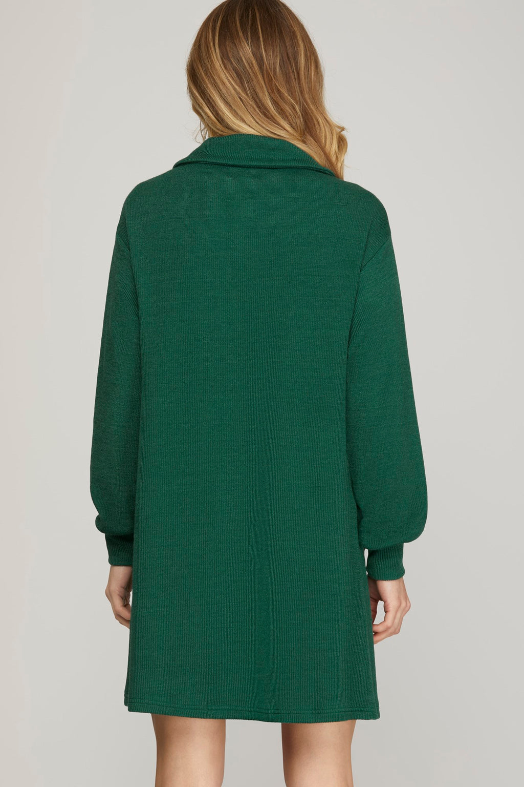 GREEN LONG SLEEVE KNIT BUTTON DOWN
