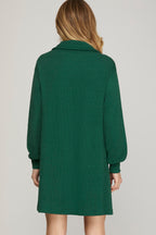 GREEN LONG SLEEVE KNIT BUTTON DOWN