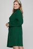 GREEN LONG SLEEVE KNIT COLLARED DRESS