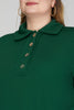 GREEN LONG SLEEVE KNIT COLLARED DRESS