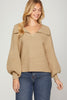 COLLARED DOLMAN SLEEVE RIBBED SWEATER
