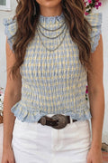 Gingham Smocked Lace Trim Tank Top