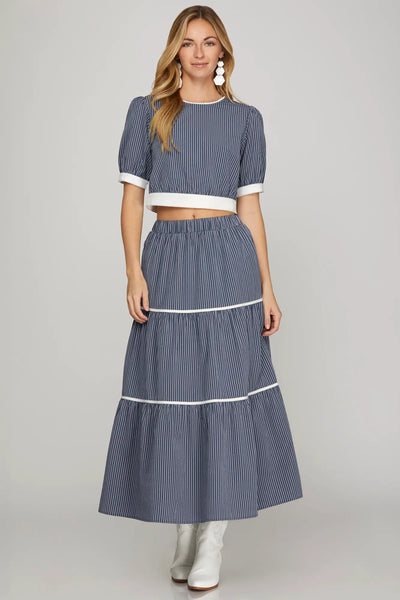 Striped Woven Crop with Skirt Set - Little Jill & Co.