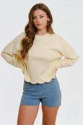 Scalloped Trim Long Sleeve