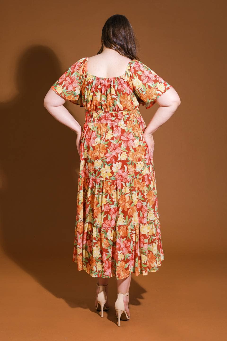 A printed woven midi dress