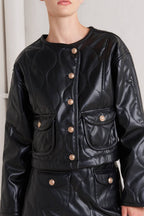 A quilted faux leather jacket - FJ1308