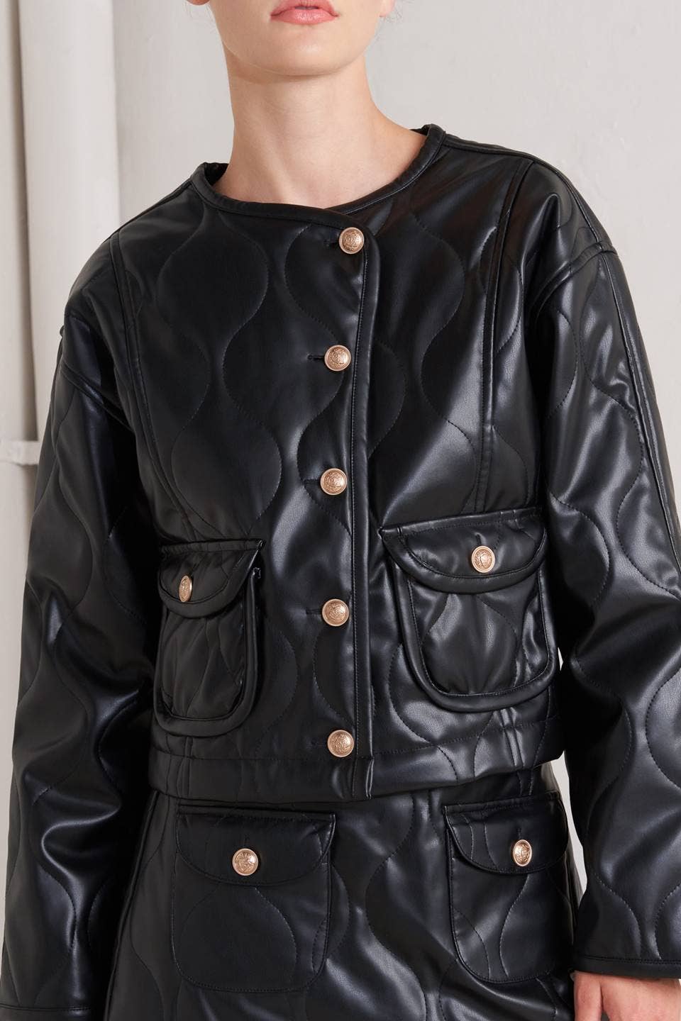 A quilted faux leather jacket - FJ1308