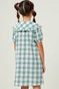 Girls Ruffled Bib Collar Checkered Dress