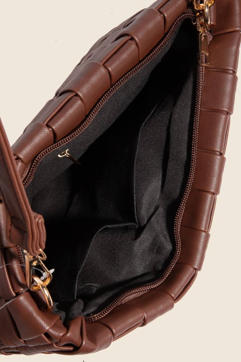 Faux Leather Basket Weave Bag