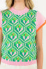 Pattern Knit Cap Sleeve Top