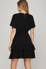 BLACK DROP SHOULDER SHORT SLEEVE MINI