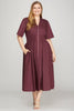 PLUM SHORT SLEEVE SMOCKED WAIST MIDI