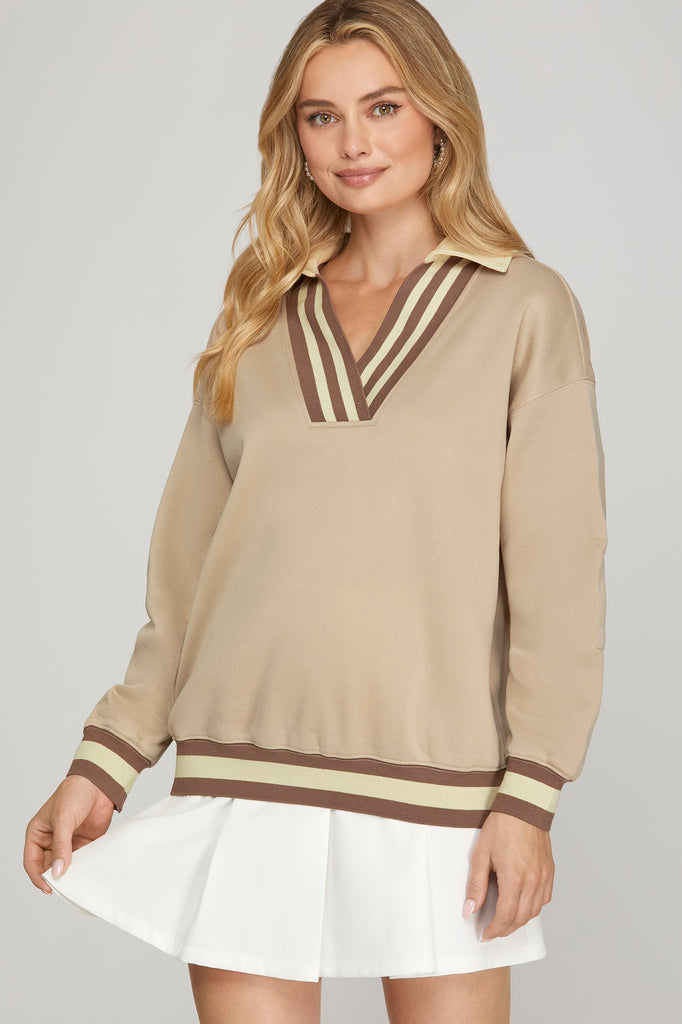 LONG SLEEVE V NECK KNIT PULL OVER TOP