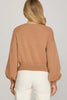 LONG SLEEVE FLOWER PATTERN SWEATER TOP