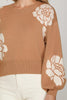 LONG SLEEVE FLOWER PATTERN SWEATER TOP