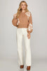 LONG SLEEVE FLOWER PATTERN SWEATER TOP