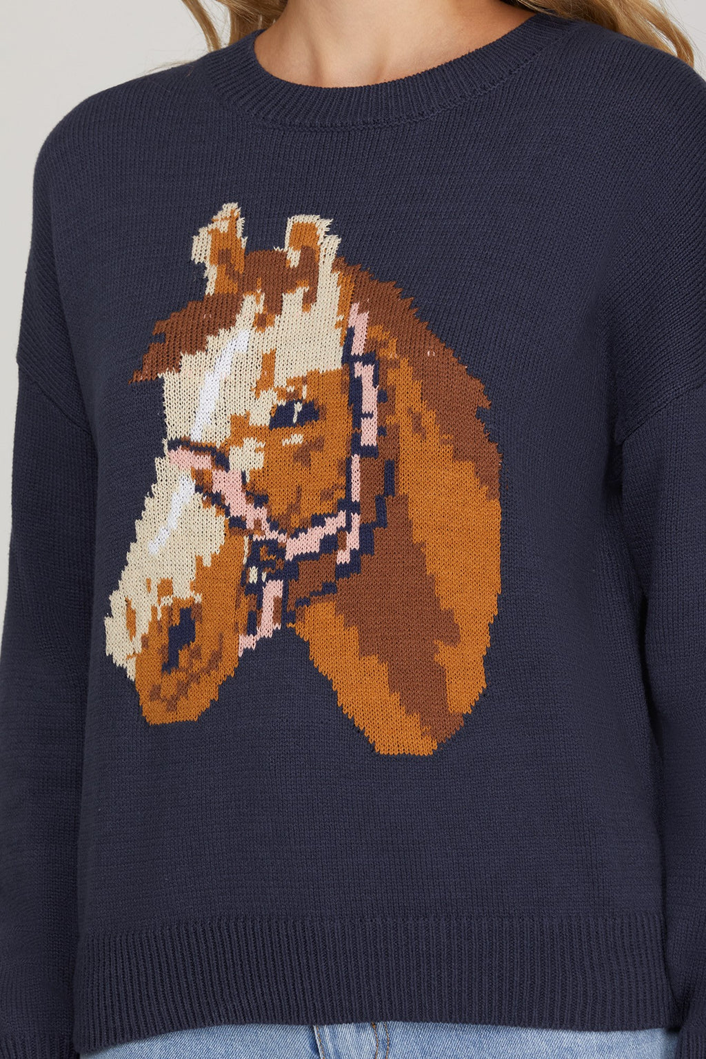 LONG SLEEVE HORSE PATTERN SWEATER - Little Jill & Co.