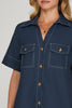 NAVY SHORT SLEEVE BUTTON DOWN SHIRTS MINI