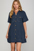 NAVY SHORT SLEEVE BUTTON DOWN SHIRTS MINI