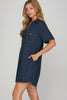 NAVY SHORT SLEEVE BUTTON DOWN SHIRTS MINI