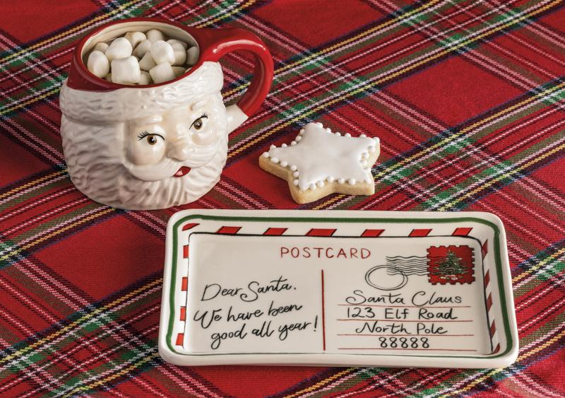 Figural Santa Milk & Cookies Set