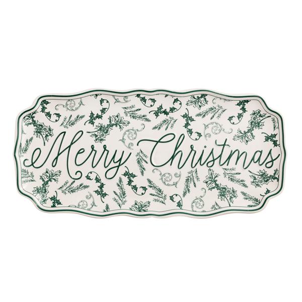 Christmas Green Toile Tray