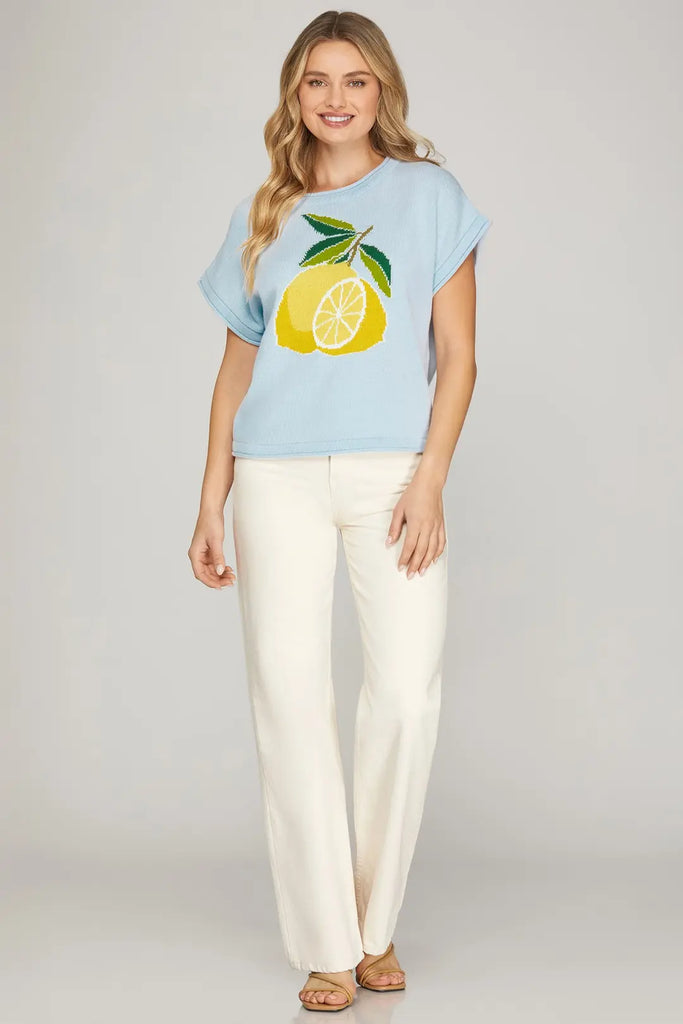 Drop SS Lemon Sweater - Little Jill & Co.
