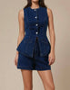 Ladies Denim Sleeveless Tank Top and Shorts Sets 16881